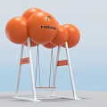 Fun HEAD Swing With Orange Ball Shaped Structure And White Frame Red Seat 3d model
