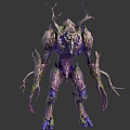 Mythical Fantasy Character Organic Creature with Tree Like Antlers Vine Covered Limbs Purple Gray Body