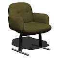 Olive Green Velvet Dining Chair With Armrests And Silver Metal Legs