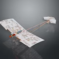 Vintage Handmade Paper Model Airplane With Geometric Patterned Wings And Support Structure 3d model