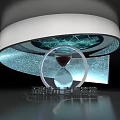 Modern Art Installation With Illuminated Hourglass Transparent Ring And Base Structure 3d model
