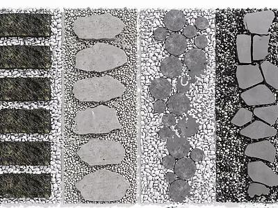 Various Stepping Stones Designs For Garden Landscape With Natural Stone And Arrangement Styles 3d model