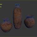 Three Handcrafted Terracotta Pottery Vases With Textured Surfaces And Different Shapes