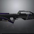 Sleek Black And Purple Futuristic Weapon With Glossy Surface And Intricate Details