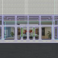 Spacious Entrance Door With Copper Frame Glass Doors And Green Plants Inside