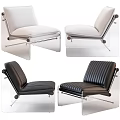 Modern Leisure Chair Designs With Black Leather And White Fabric Upholstery And Metal Frame