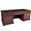 Classic Wooden Desk With Leather Top And Multiple Drawers Traditional Design