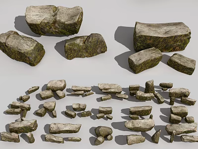 Natural Stone and Wood Collection Featuring Various Shapes Sizes and Textures 3d model