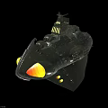 Futuristic Cosmic Spacecraft With Green Design Yellow Glowing Thrusters And Streamlined Structure 3d model