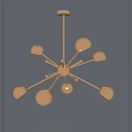 Modern Elegant Brass Chandelier With Spherical Light Globes And Metal Arms