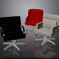 Modern Office Chairs Black Red And Beige With Armrests And White Wheeled Bases