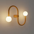 Modern Curved Gold Wall Lamp With Double Globe Lighting For Home Decor