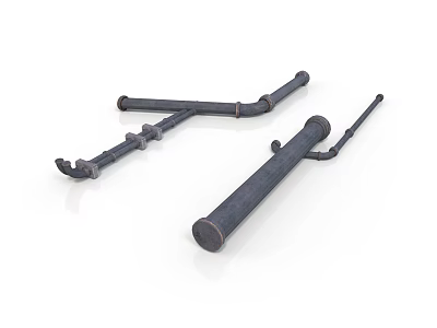 Black Metal Curved Pipes Mechanical Equipment With Tubular Design And Industrial Build 3d model