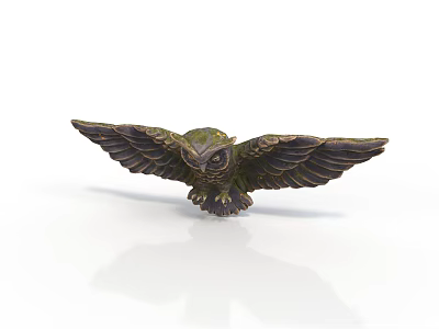 Bronze Owl Statue With Spreading Wings In Flight On White Background 3d model