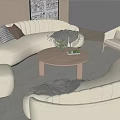 Quiet Style Sofa Tea Table Combination Curved Sofa Living Room Sofa Leisure Chair Floor Lamp 3d model