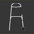 Mobility Aid Walker With Silver Frame Wheels And Blue Hand Grips