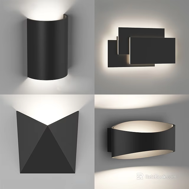 Modern Black Wall Lamps With Geometric Shapes And Stylish Design For Home Decor 3d model 