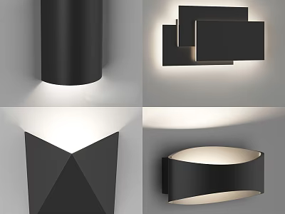 Modern Black Wall Lamps With Geometric Shapes And Stylish Design For Home Decor 3d model