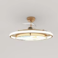 Modern Gold Round Chandelier With Transparent Blades And White Glass Shade