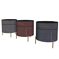 Modern Blue Leather Bedside Table With Metal Handles And Sturdy Legs 3d model