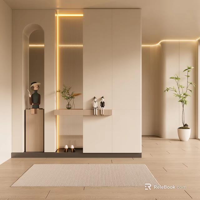 Modern Luxury Shoe Cabinet Interior Design With Sleek Storage And Decorative Elements 3d model