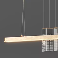Modern Linear Chandelier With Gold Metal Frame And Square Glass Elements 3d model