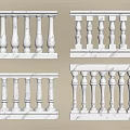 Elegant Marble Railings With Ornate Balusters And Various Classical Designs 3d model