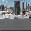 Multiple Office Building Models With Various Architectural Styles And Different Colors 3d model