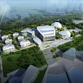 Modern Commercial Complex Architectural Design With Green Spaces Trees And Urban Integration
