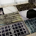 Square Rugs Featuring Various Geometric Patterns and Colorful Modern Styles 3d model
