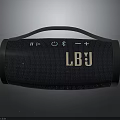 Black Fabric Bluetooth Speaker With Handle Control Buttons And LBJ Logo 3d model