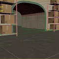 Large Warehouse Storage Area With Metal Shelves Filled With Cardboard Boxes