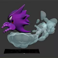 Purple Ghost Like Creature With White Smoke And Glowing Black Base 3d model