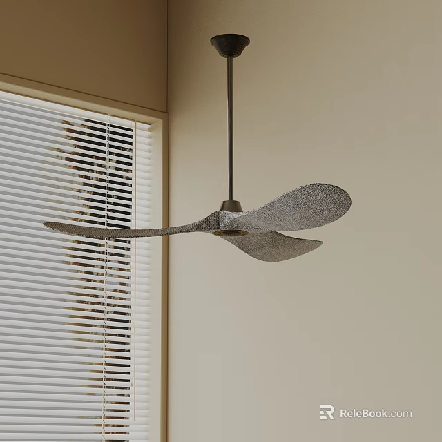 Modern Minimalist Chandelier With Leaf Blades Design In Interior With Window Blinds And Beige Walls 3d model 