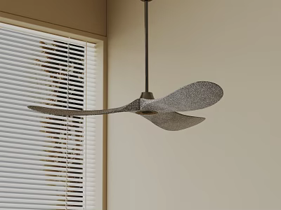 Modern Minimalist Chandelier With Leaf Blades Design In Interior With Window Blinds And Beige Walls 3d model