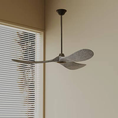 Modern Minimalist Chandelier With Leaf Blades Design In Interior With Window Blinds And Beige Walls 3d model