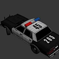Classic Black And White Police Car With Red Blue Lights And Front Push Bumper