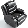 Single Black Leather Recliner Sofa with Ergonomic Design and Comfortable Armrests