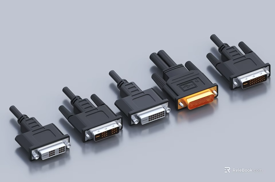 High Quality Black Mobile Digital DVI Connectors Various Types For Devices 3d model 