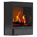 Modern Black Frame Fireplace With Burning Flames And Logs In Interior 3d model