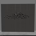 Abstract Geometric Wall Art With Black Triangles Gray Background And Vertical Lines 3d model