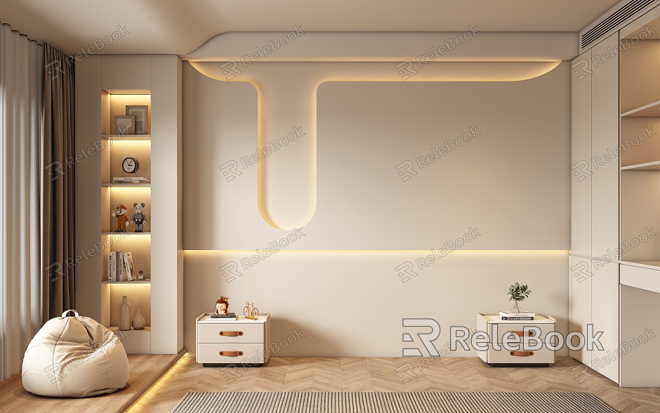 Modern bedroom background wall model