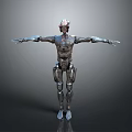 Silver Metallic Humanoid Robot With Outstretched Arms And Mechanical Structure
