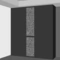 Modern Dark Wardrobe Design With Patterned Central Panel And Sleek Structure