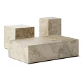 Natural Stone Coffee Table With Layered Cube Design And Textured Surface 3d model