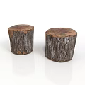 Natural Tree Stump Stools With Rustic Wood Texture For Home Decor 3d model