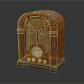 Vintage Wooden Radio Speaker With Curved Design Classic Grille And Retro Appearance