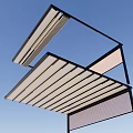 Modern Outdoor Sunshade Structure With Black Frame White Panels And Mesh Design 3d model