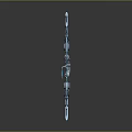 Mechanical Bow 3D Model With Blue Silver Accents And Dark Reflective Background