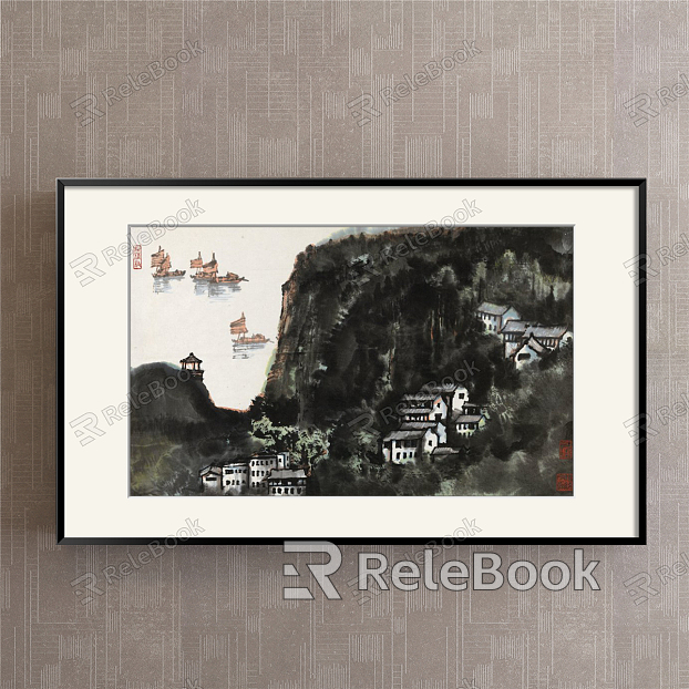 New Chinese Landscape Painting Black and White Hallway Landscape model